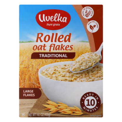 Picture of Uvelka Pure Grain Rolled Oats Flakes Traditional Large Flakes 400gm