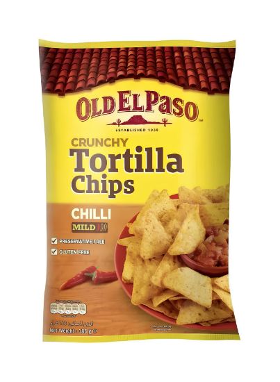 Picture of Old EL Paso Crunchy Tortilla Chips Chilli Mild 185gm