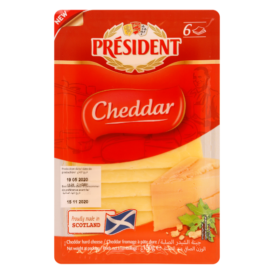 Picture of President Cheese Cheddar 6 Slices, 150gm