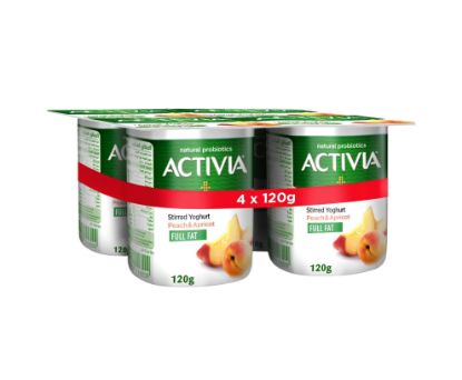 Picture of Activia Full Fat Peach and Apricot Yoghurt, 4x120gm