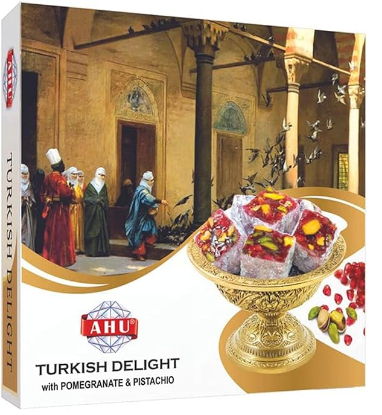 Picture of AHU Turkish Delight With Pomegranate & Pistachios 400gm