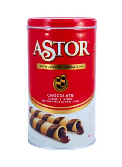 Picture of Astor Chocolate Wafer Stick Cokelat Tin More Chocolate 330gm