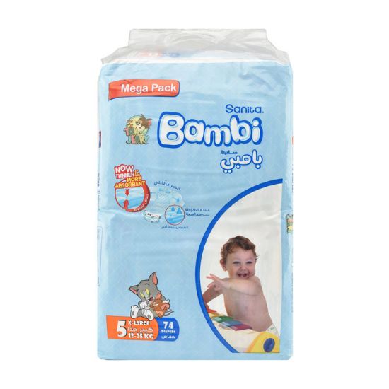 Picture of Santia Bambi Baby Diapers x-Large Size 5 13-25kg 74 Diapers