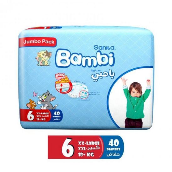 Picture of Sanita Bambi Baby Diaper xx-Large Size 6 18+kg 40Piece Jumbo Pack