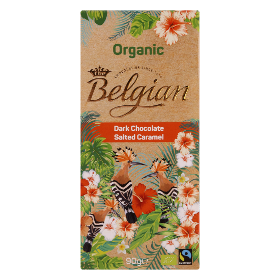 Picture of Belgian Organic Dark Chocolate Salted Caramel 90gm Pack of 12