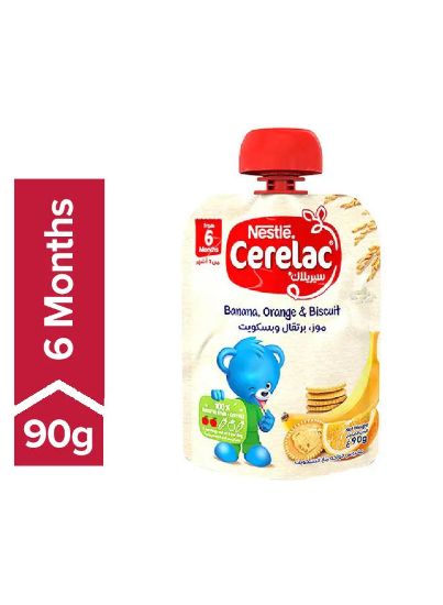 Picture of Nestle Cerelac Baby Food Banana+Orange+Biscuit Pouch 90gm