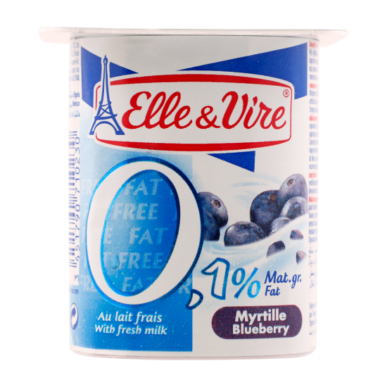 Picture of Elle & Vire 0.1% Fat Myrtille Blueberry Yoghurt, 125gm