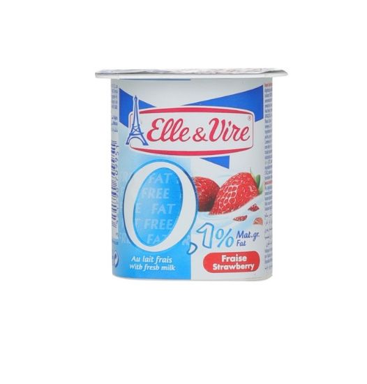 Picture of Elle & Vire 0.1% Fat Strawberry Yoghurt, 125gm