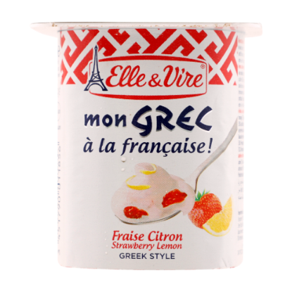 Picture of Elle & Vire Greek Yoghurt Strawberry/Lemon, 125gm