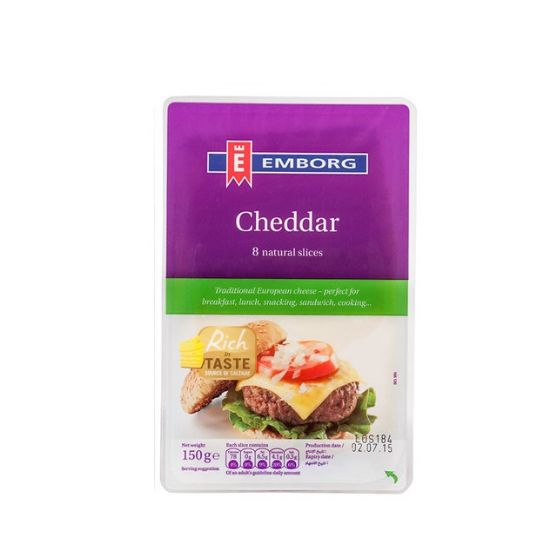 Picture of Emborg Cheddar Cheese Natural Slices, 150gm