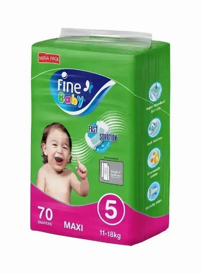 Picture of Fine Baby Diapers Size 5 Maxi 11-18Kg 70's Mega Pack