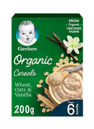 Picture of Gerber Organic Cereals Baby Food Wheat Oats & Vanilla 200gm