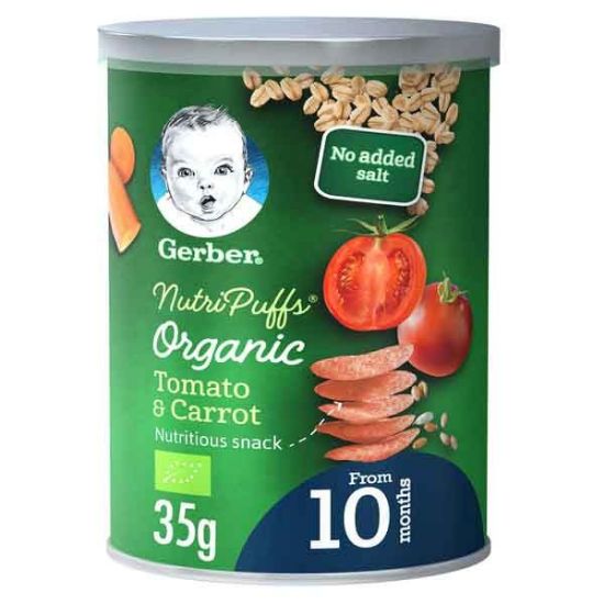 Picture of Gerber Organic Nutripuffs Tomato & Carrot 35gm