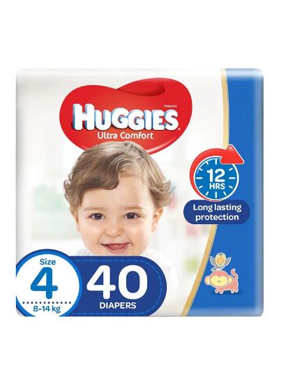 Picture of Huggies Extra Care, Size 4, 8 -14 kg, Value Pack, 40 Diapers