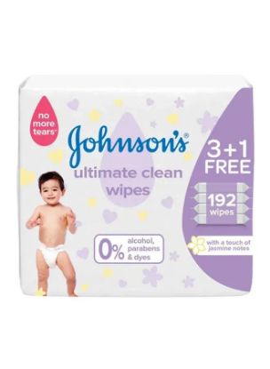 Picture of Johnson's Ultimate Clean Wipes Larger & Thicker 4x48 192wipes