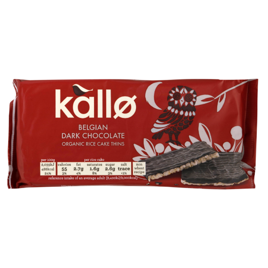 Picture of Kallo Belgian Dark Chocolate Organic Rice Cake Thins 90gm