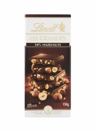 Picture of Lindt Les Grandes Dark Chocolate 34% Hazelnuts 150gm