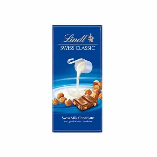 Picture of Lindt Swiss Classic Milk Chocolate With Gently Roasted Hazelnuts 100gm