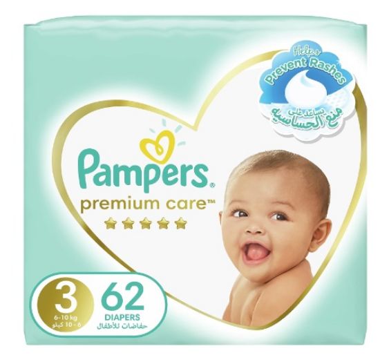 Picture of Pampers Premium Baby Care Medium 3 6-10kg 62's