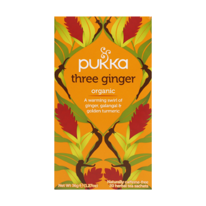 Picture of Pukka Organic Three Ginger Caffeine-Free 20 Herbal Tea Sachets 36gm