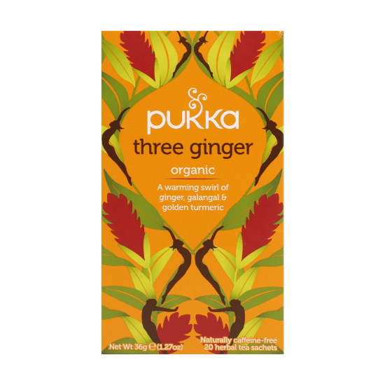 Picture of Pukka Organic Three Ginger Caffeine-Free 20 Herbal Tea Sachets 36gm