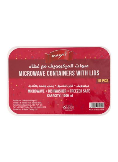 Picture of maya's Plastic Microwave Containers 1000ml, 10pc