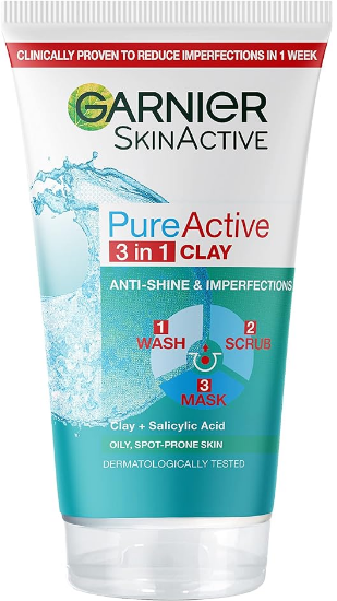 Picture of Garnier Skinactive Pure Active 3In1 Facial Mask, Scrub & Wash 150ml