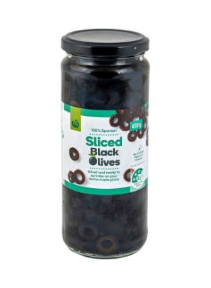 Picture of Woolworth's Sliced Black Olives 100% Spanish 430gm