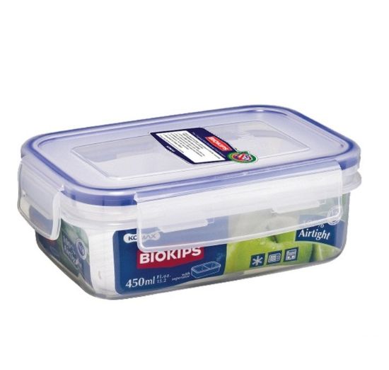 Picture of Biokips Rectangle Food Container With Divider 450ml 1pc