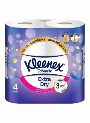 Picture of Kleenex Extra Dry Toilet Tissue Paper, 3 PLY, 4 Rolls x 160 Sheets