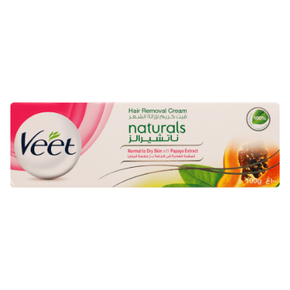 Picture of Veet Hair Removal Cream Naturals Normal To Dry Skin With Papaya Extract 100gm