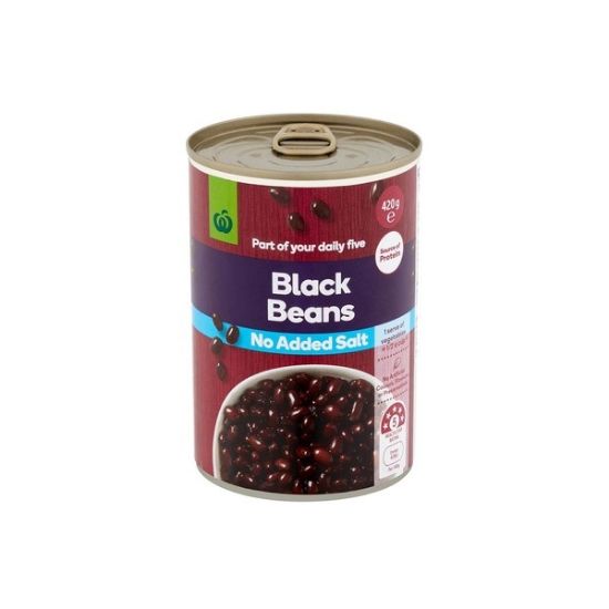 Picture of Woolworths Black Beans No Added Salt Can 420gm