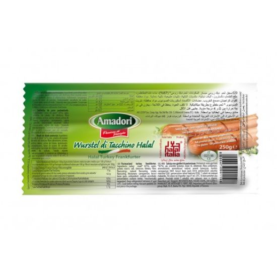 Picture of Amadori Wurstel Halal Di Tacchino Turkey Frankfurt 250gm