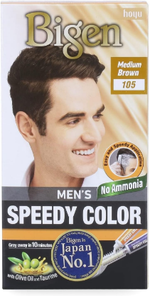 Picture of Bigen Men's Speedy Color Hair 105 Medium Brown 1pack