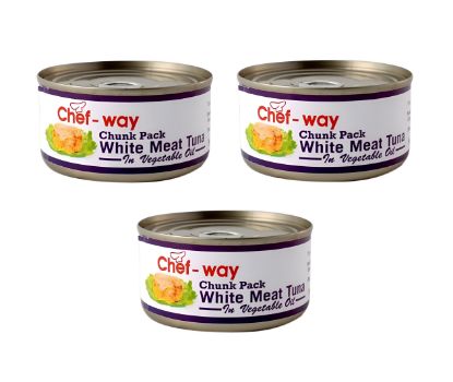 Picture of Chef Way Chunk Pack White Meat Tuna In Vegetable Oil 3x185gm