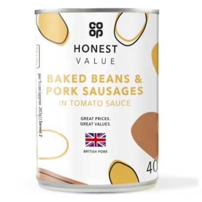 Picture of CO OP Baked Beans & Pork Sausage 405gm