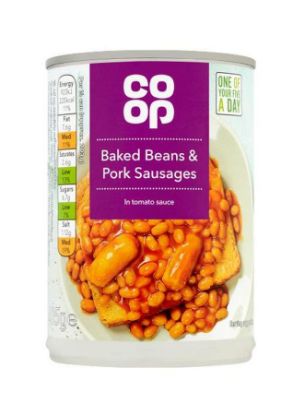 Picture of CO OP Pork Sausages & Baked Beans 405gm