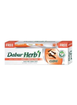 Picture of Dabur Toothpaste Herbal Clove With Toothbrush Cavity Protection 150gm