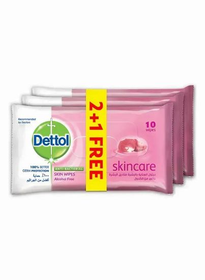 Picture of Dettol Anti Bacterial Skin Care Skin Wipes (3x10's)