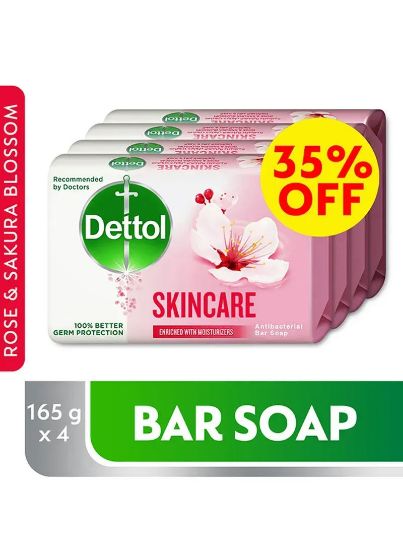 Picture of Dettol Antibacterial Bar Soap Skincare Enriched With Moisturizers 4x165gm