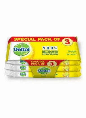 Picture of Dettol Fresh Anti Bacterial Skin Wipes (3x10's)