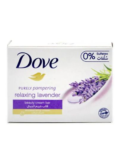 Picture of Dove Soap Bath Relaxing Lavender 1/4 Moisturizing Cream 0% Sulfates 160gm