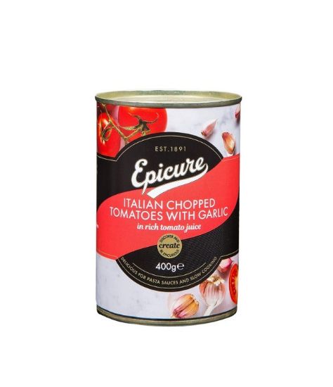 Picture of Epicure Italian Chopped Tomatoes With Garlic In Rich Tomato Juice 400gm