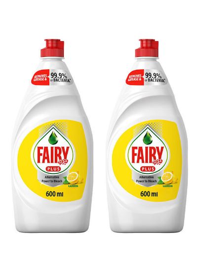 Picture of Fairy Plus Lemon Dishwashing Liquid Soap (2x600ml)