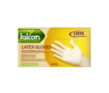 Picture of Falcon Latex Disposable Gloves Large, Pack of 100