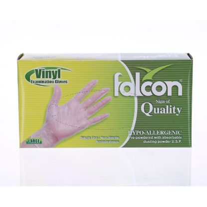 Picture of Falcon Vinyl Pre-Powdered Gloves Large, Pack of 100