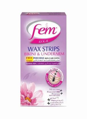 Picture of Fem Wax Strips Post & Free Wax Skin Care Wipes 20pc