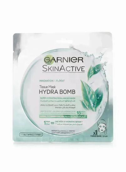 Picture of Garnier Green Tea Hydrating Face Tissue Mask For Normal To Combination Skin 32gm