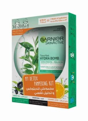 Picture of Garnier Tissue Mask Charcoal + Green Tea + Organic 3x1's