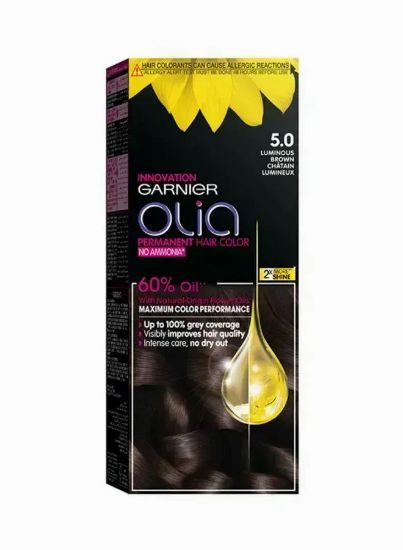 Picture of Garnier Olia Permanent Hair Color No Ammonia 5.0 Luminous Brown 1pc